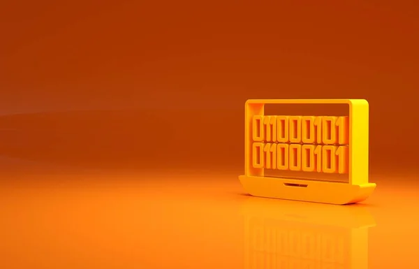 Icono Código Binario Amarillo Aislado Sobre Fondo Naranja Concepto Minimalista —  Fotos de Stock