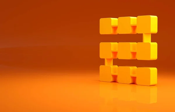 Icono Tecnología Blockchain Amarillo Nft Aislado Sobre Fondo Naranja Token —  Fotos de Stock