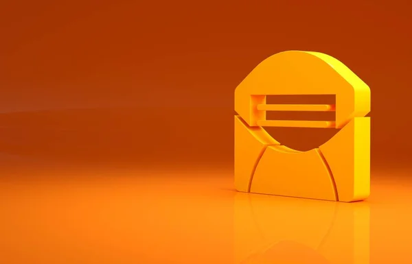 Yellow Mail and e-mail icon isolated on orange background. Envelope symbol e-mail. Email message sign. Minimalism concept. 3d illustration 3D render.