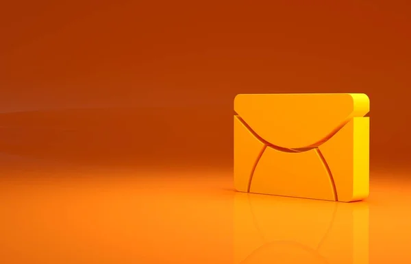 Yellow Mail and e-mail icon isolated on orange background. Envelope symbol e-mail. Email message sign. Minimalism concept. 3d illustration 3D render.