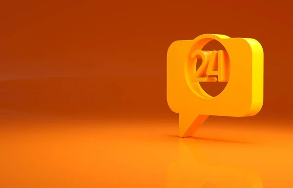 Żółty Telefon Godziny Wsparcia Ikony Izolowane Pomarańczowym Tle Całodniowy Call — Zdjęcie stockowe