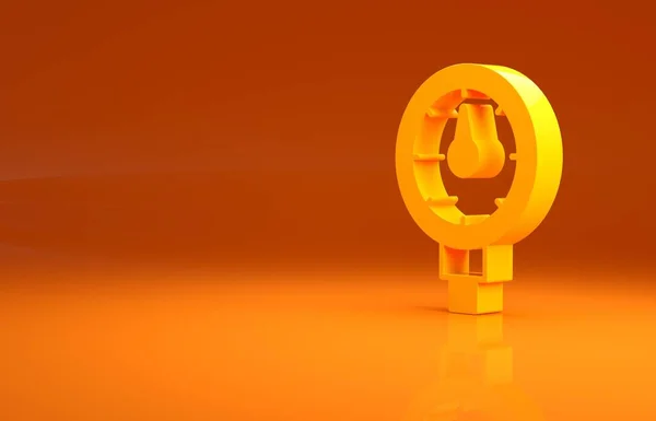 Gelbes Reifendruckmessgerät Symbol Isoliert Auf Orangefarbenem Hintergrund Reifendruck Prüfen Messgerät — Stockfoto