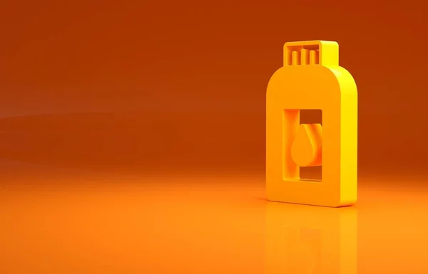 Gele Container Voor Motorolie Pictogram Geïsoleerd Oranje Achtergrond Olie Gallon — Stockfoto
