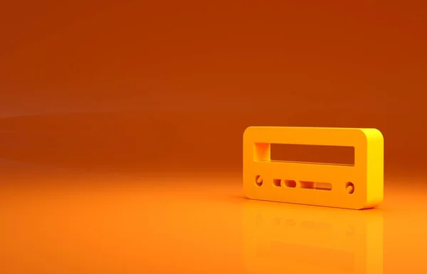 オレンジの背景に黄色の車のオーディオアイコンを隔離 ラジオカーオーディオアイコンから 最小限の概念 3Dイラスト3Dレンダリング — ストック写真