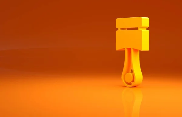 Ikona Tłoka Żółtego Silnika Izolowana Pomarańczowym Tle Znak Tłoka Silnika — Zdjęcie stockowe