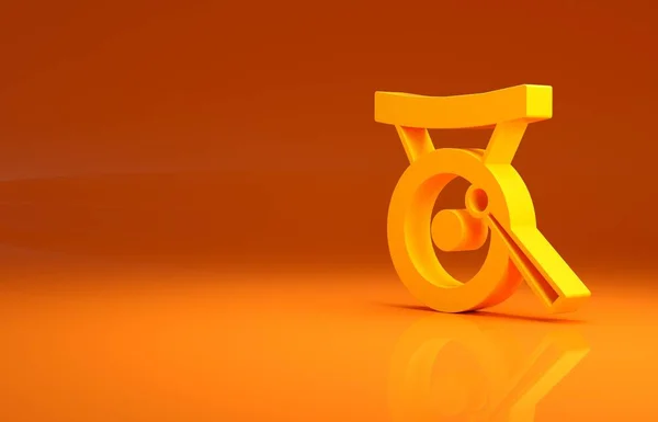 Gelbe Gong Schlaginstrument Runde Metallscheibe Und Hammer Symbol Isoliert Auf — Stockfoto