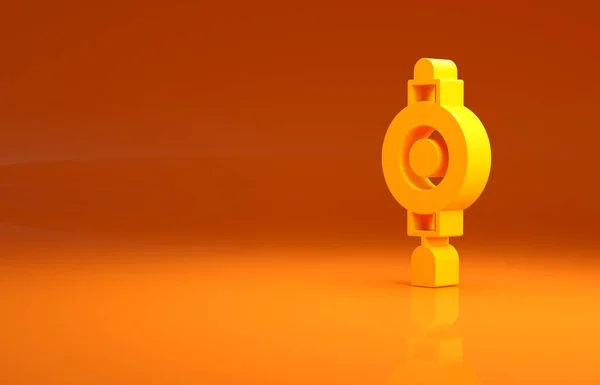 黄色中国纸灯笼图标孤立在橙色背景 最低纲领的概念 3D渲染3D插图 — 图库照片