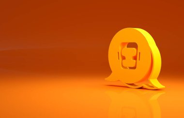 Sarı Boks başlığı simgesi turuncu arka planda izole edildi. Minimalizm kavramı. 3d illüstrasyon 3B canlandırma.