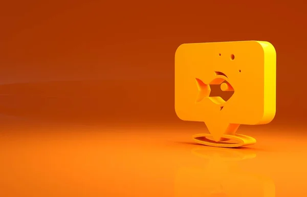 Icône Poisson Jaune Isolée Sur Fond Orange Concept Minimalisme Illustration — Photo