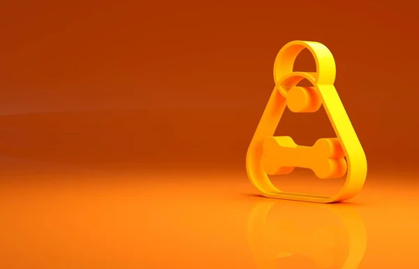 Gelbes Hundehalsband Mit Namensschild Und Knochenplaque Symbol Auf Orangefarbenem Hintergrund — Stockfoto