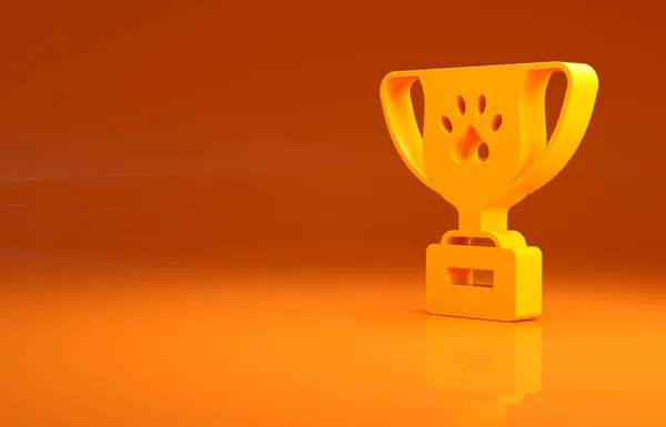 Icono Símbolo Del Premio Yellow Pet Aislado Sobre Fondo Naranja —  Fotos de Stock