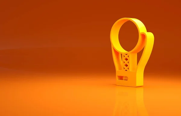 Yellow Boxing glove icon isolated on orange background. Minimalism concept. 3d illustration 3D render.