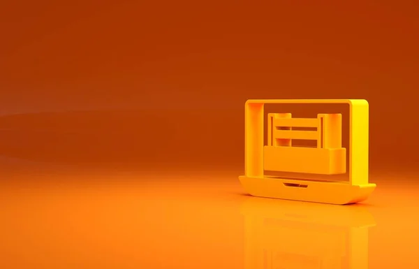 Жовте Кільце Боксу Іконі Ноутбука Ізольоване Помаранчевому Тлі Концепція Мінімалізму — стокове фото