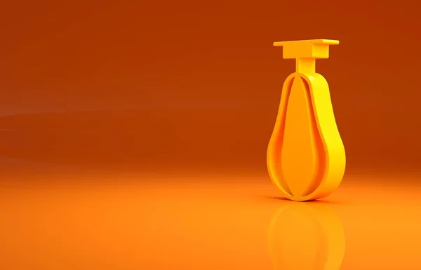 Ikona Žlutého Děrovacího Vaku Izolovaná Oranžovém Pozadí Minimalismus Ilustrace Vykreslení — Stock fotografie