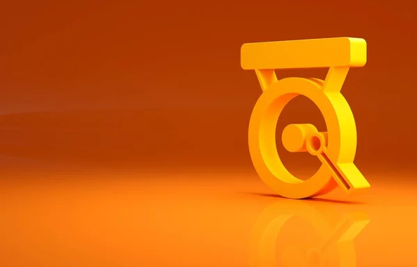 Gelbes Box Gong Symbol Isoliert Auf Orangefarbenem Hintergrund Boxende Glocke — Stockfoto