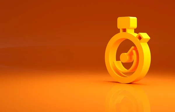 옐로우 아이콘은 주황색 배경에서 분리되었습니다 타이머 크로노미터 미니멀리즘의 개념입니다 렌더링 — 스톡 사진