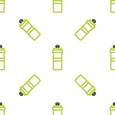 Beyaz arka planda izole edilmiş su ikonlu çizgi sporu şişesi. Vektör