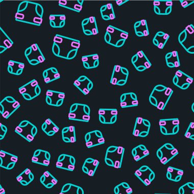 Line Baby emici bebek bezi ikonu siyah arka planda izole edilmiş. Vektör