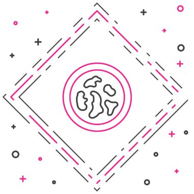 Beyaz arka planda izole edilmiş bakteri simgesi olan Petri hattı. Renkli taslak konsepti. Vektör