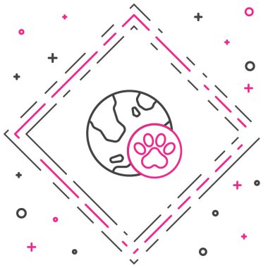 Line World hayvan simgesi beyaz arka planda izole edildi. Renkli taslak konsepti. Vektör