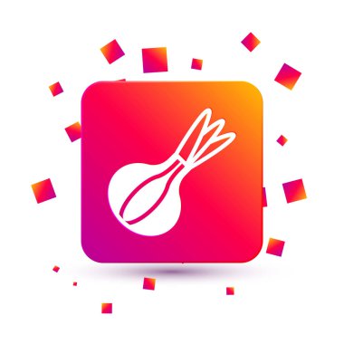 White Onion icon isolated on white background. Square color button. Vector