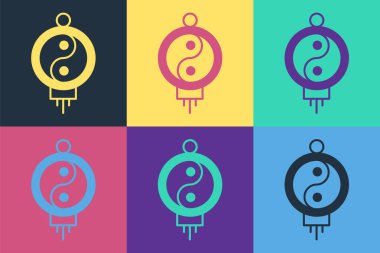 Pop Art Kağıt Fener ikonu renk arkaplanda izole edildi. Vektör