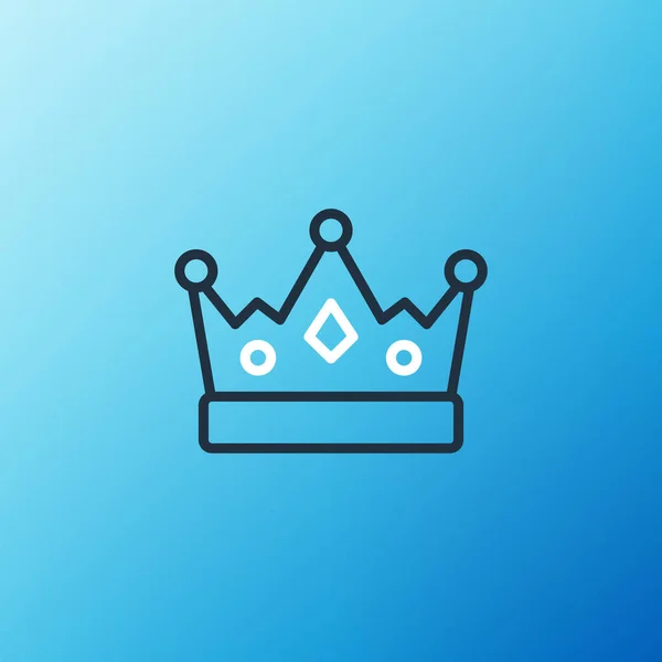 Иконка Короны Линии Изолирована Синем Фоне Красочная Концепция Контура Вектор — стоковый вектор