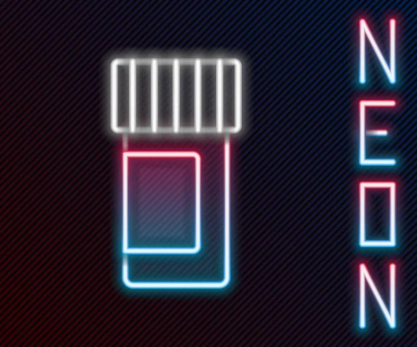 Linea Neon Incandescente Bottiglia Medicina Pillole Icona Isolata Sfondo Nero — Vettoriale Stock