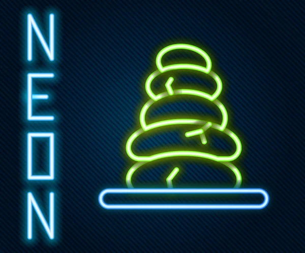 Glödande Neon Linje Stack Heta Stenar Ikon Isolerad Svart Bakgrund — Stock vektor