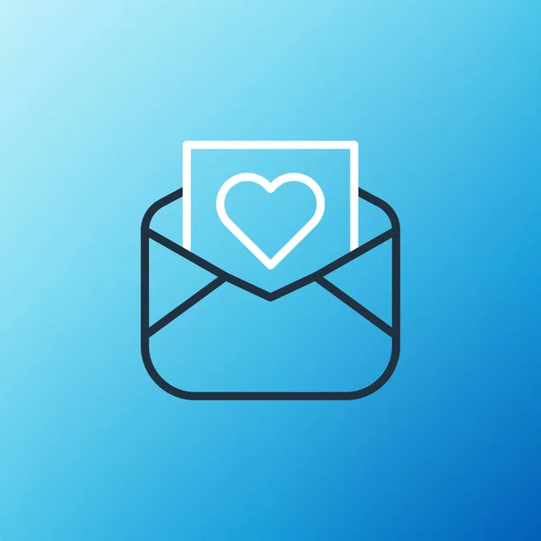 Line Envelope Valentine Heart Icon Isolated Blue Background Message Love — Stock Vector