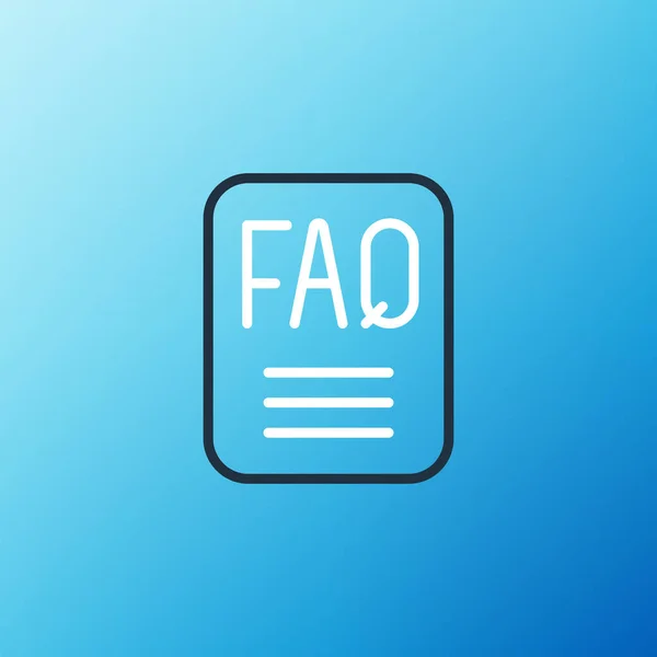 具有文本Faq信息图标的线语音泡沫在蓝色背景上被隔离 用文字Faq循环按钮 五彩缤纷的概念 — 图库矢量图片