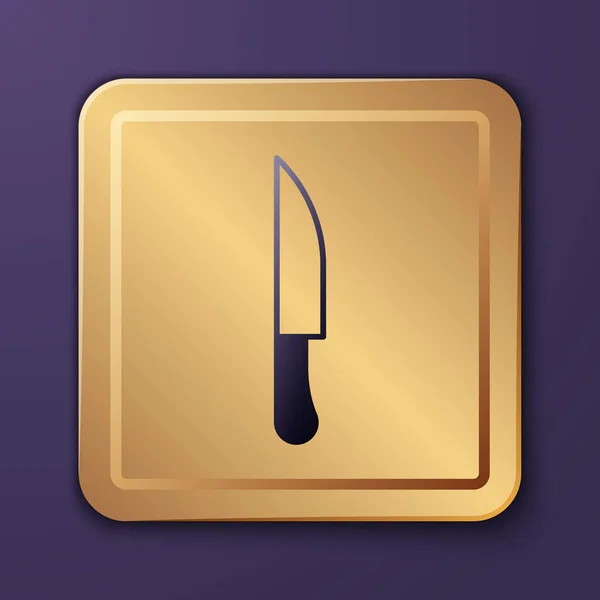 Фиолетовый Нож Значок Изолирован Фиолетовом Фоне Символ Столовых Приборов Золотая — стоковый вектор