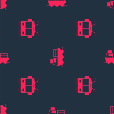 Trolleybus ve Kargo gemisini kutularla kusursuz bir şekilde dağıt. Vektör