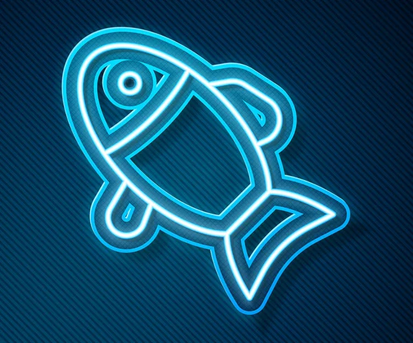 Φωτεινή Γραμμή Νέον Εικόνα Ψαριών Απομονωμένη Μπλε Φόντο Διάνυσμα — Διανυσματικό Αρχείο
