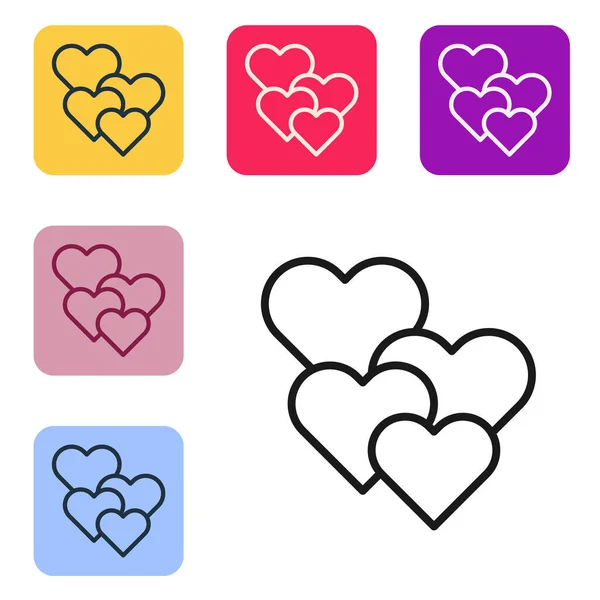 Black Line Heart Icon Isolated White Background Romantic Symbol Linked — Vetor de Stock