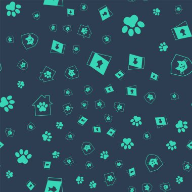 Balıklar için Gıda, Paw baskısı, Evcil Ev ve Hayvan Sağlığı Sigortası 'nı kusursuz kalıplara göre ayarlayın. Vektör