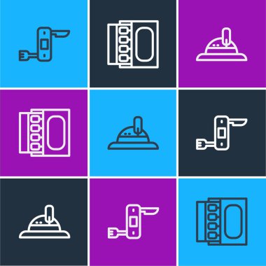 İsviçre çakısı, Hunter şapkası ve kibrit kutusu ve kibrit kutusu. Vektör