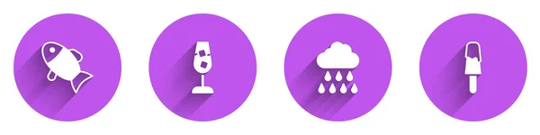 Set Fish Wine Glass Cloud Rain Ice Cream Icon Long — Stock Vector
