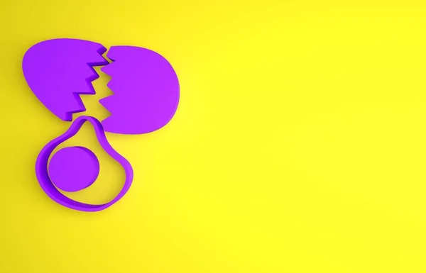 Fioletowa Ikona Rozbitego Jaja Wyizolowana Żółtym Tle Szczęśliwej Wielkanocy Koncepcja — Zdjęcie stockowe