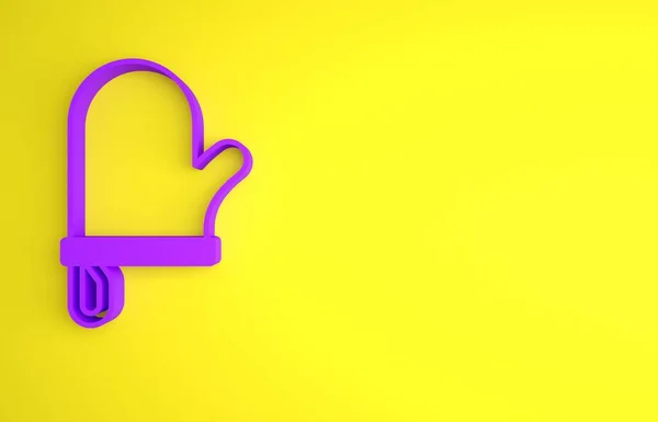 Purple Oven Handschuh Symbol Isoliert Auf Gelbem Hintergrund Topflappen Der — Stockfoto