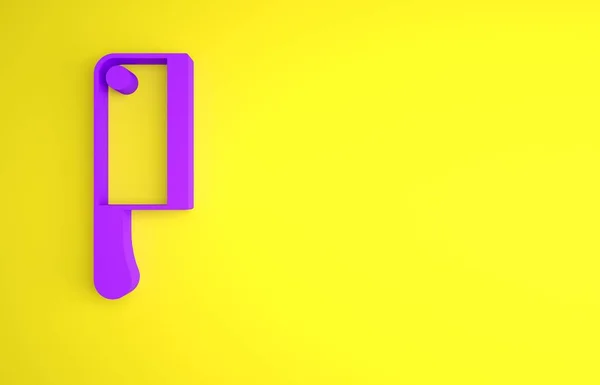 Фиолетовый Значок Мясорубки Выделен Желтом Фоне Кухонный Нож Мяса Нож — стоковое фото
