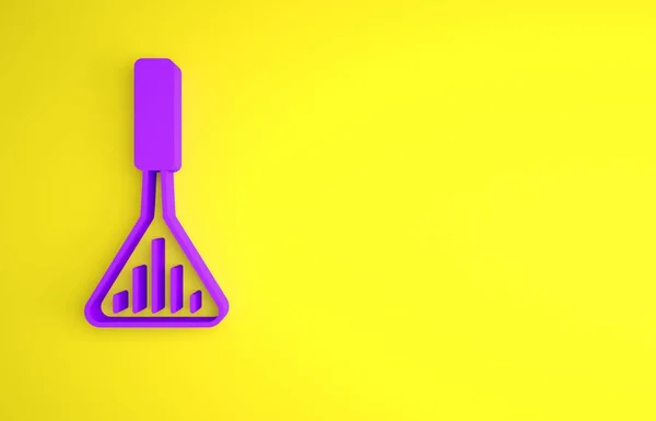 黄色の背景に分離された紫色のバーベキューへらアイコン キッチンへらアイコン バーベキューへらサイン バーベキューやグリルツール 最小限の概念 3Dレンダリング図 — ストック写真