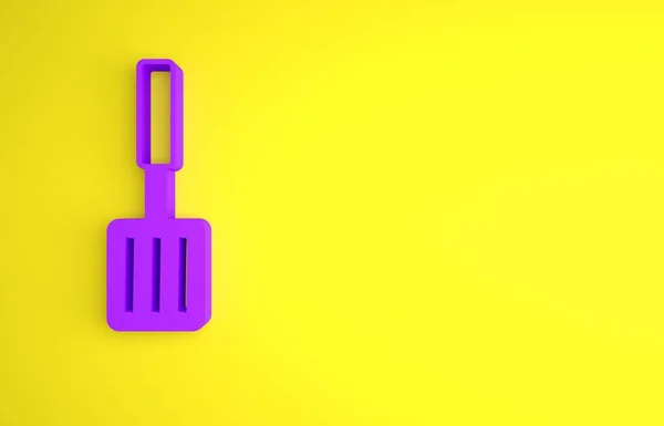 紫色Barbecue Spatula图标孤立在黄色背景 Kitchen Spatula图标 烤肉吐司标志 烧烤和烧烤工具 最低纲领的概念 3D渲染说明 — 图库照片