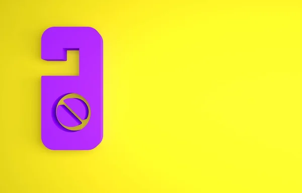 Púrpura Por Favor Molestar Icono Aislado Sobre Fondo Amarillo Etiquetas —  Fotos de Stock
