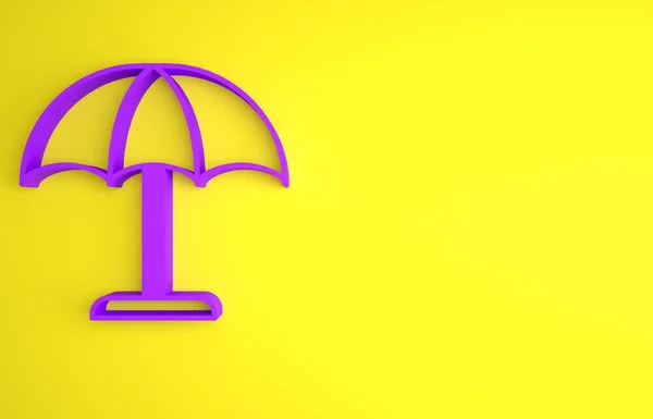 Purple Sun Protective Umbrella Beach Icon Isolated Yellow Background Large — Stock Photo, Image
