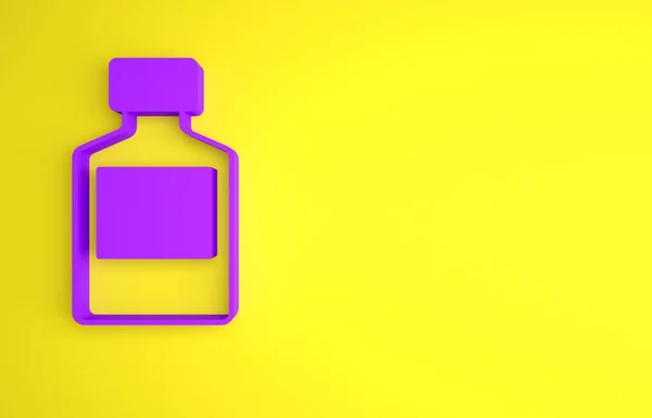 Icono Botella Whisky Púrpura Aislado Sobre Fondo Amarillo Concepto Minimalista —  Fotos de Stock