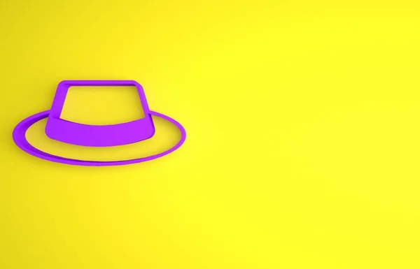 Purple Man Hat Ribbon Icon Isolated Yellow Background Minimalism Concept — Stock Photo, Image
