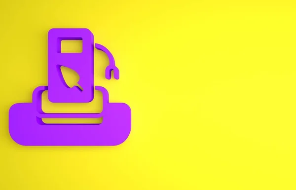 Фіолетова Піктограма Нафтової Або Газової Станції Ізольована Жовтому Тлі Символ — стокове фото