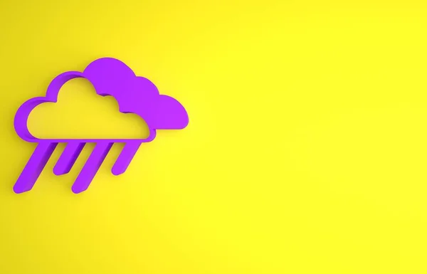 Фіолетова Хмара Піктограмою Дощу Ізольована Жовтому Тлі Дощ Хмарно Краплями — стокове фото