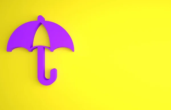 Purple Classic Elegant Opened Umbrella Icon Isolated Yellow Background Rain — Stock Photo, Image